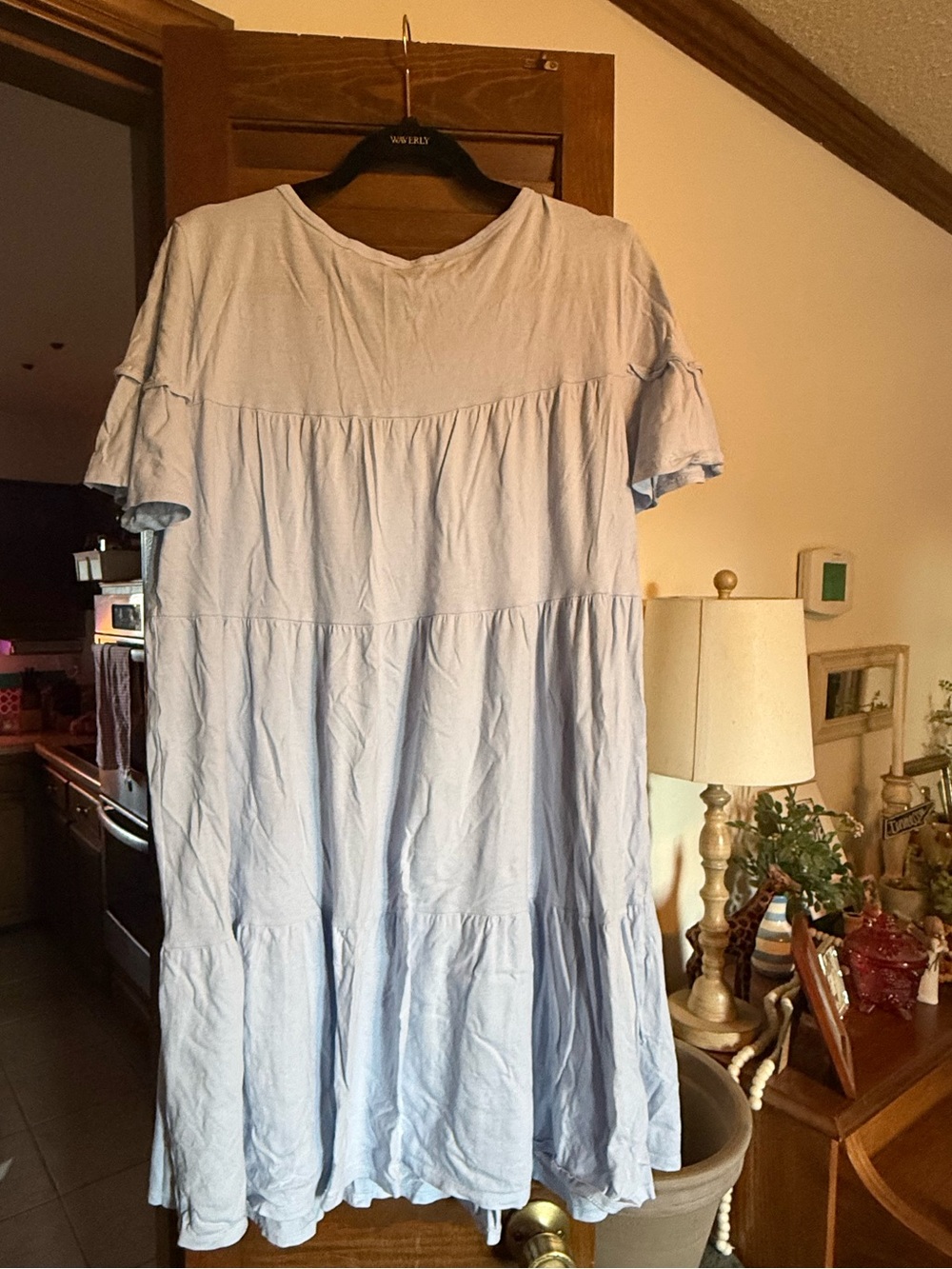 J. Crew powder blue cotton knit tiered dress EUC XL - Picture 2 of 5